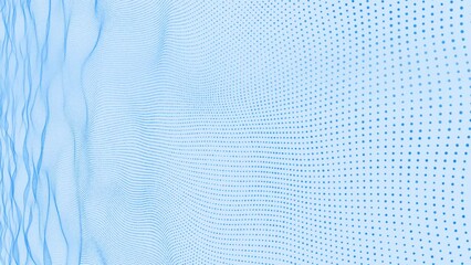 3D modern wave halftone circular dots royal blue color professional background