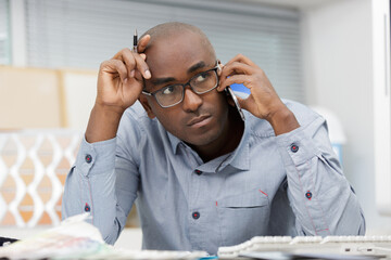 creative businessman on the phone working at office