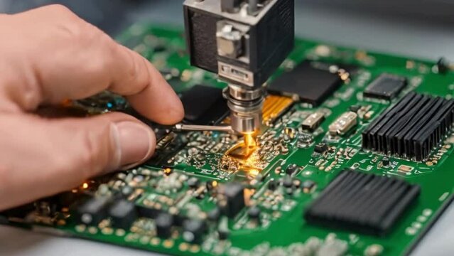 close-up shot unveils the fascinating process of reflow soldering.