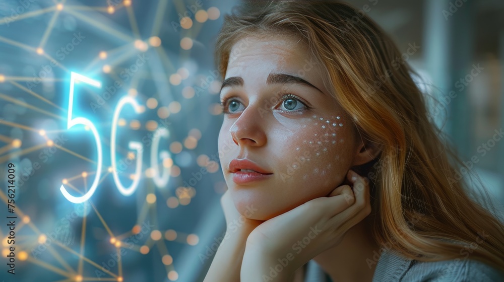 Aufkleber a researcher analyzing data from 5g network tests