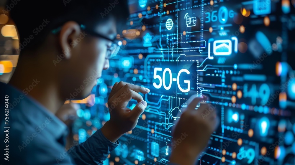 Poster a researcher analyzing data from 5g network tests