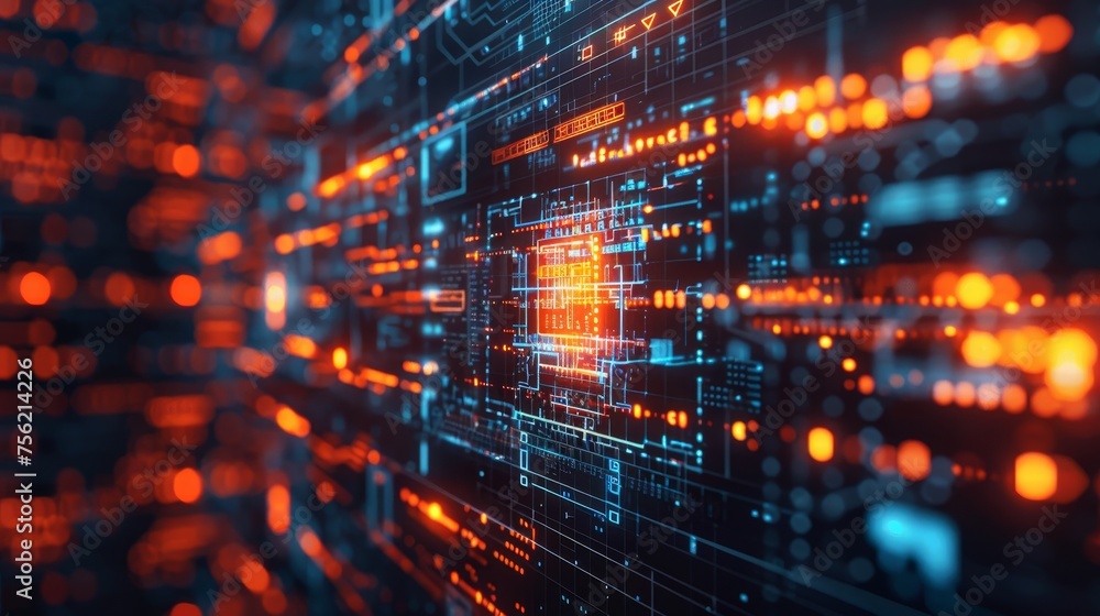 Poster a secure digital infrastructure featuring advanced cybersecurity measures to safeguard network secur
