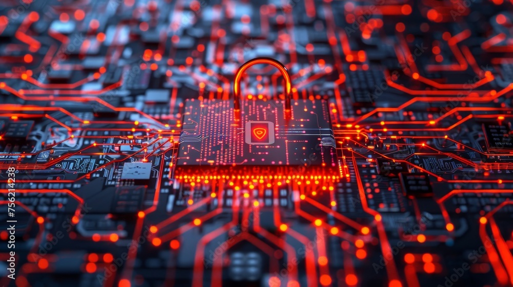Poster a secure digital infrastructure featuring advanced cybersecurity measures to safeguard network secur