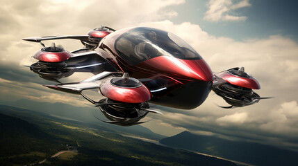Flying car prototypes transportation - obrazy, fototapety, plakaty