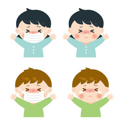 花粉症のこどものキャラクターイラスト
