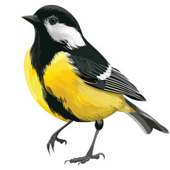 Great Tit Clipart Clipart isolated on white backgroud - obrazy, fototapety, plakaty