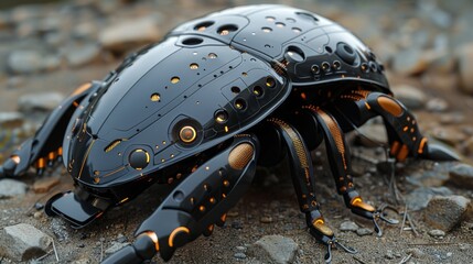 A mini biomimetic robot beetle. The concept of modern technologies