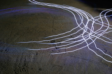 Lights Photography. Long Exposure. Light trail in circular shape. Lights from the movement of the...