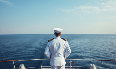 the ship's captain on the ship looked at the sea. suitable for your travel design