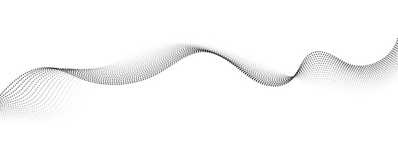 Flowing Dot Wave Pattern Halftone Curve Shape on Transparent Background