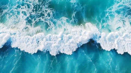 俯瞰した青い海、波のテクスチャー、背景素材 - obrazy, fototapety, plakaty