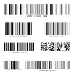 Barcodes, scan bar label vector icons set 