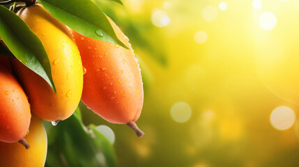 Fresh ripe mango healthy bio fruit food gardening concept