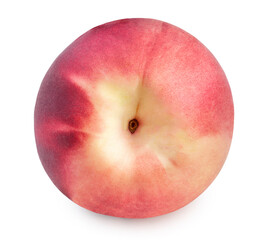 Pink Peach on White With clipping path, Peach fruit isolated on white background.