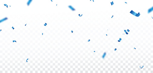 Blue confetti and ribbon banner, isolated on transparent background - 756218698