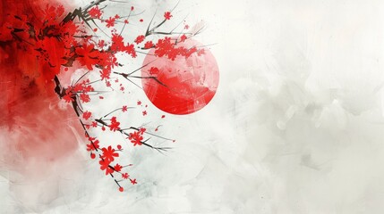 Japanese Cherry Blossom Ink Wash Palette