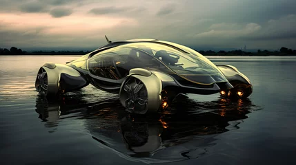 Crédence de cuisine en verre imprimé Voitures de dessin animé Futuristic amphibious vehicles