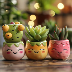 Fototapeta premium Pot plant, cute and artistic illustration. Incorporating adorable plant illustrations into dcor, adding charm and sweetness. Elevate spaces with charming illustrations.