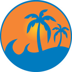 Fototapeta na wymiar palm tree beach icon vector logos tropical island with trees