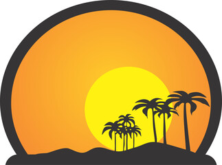 palm tree beach icon design element. silhouette