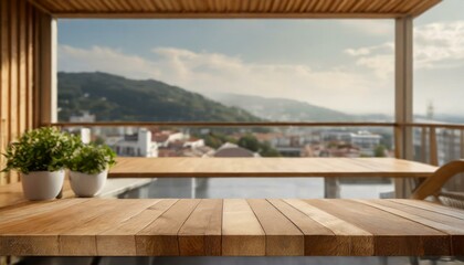 Fototapeta na wymiar Rustic Elegance: Natural Wood Tabletop Mockup for Product Advertising