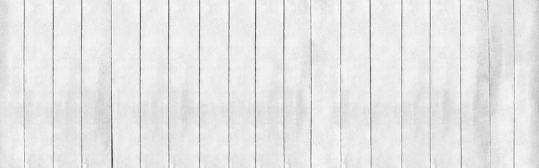 Panorama of white wood plank texture and seamless background.