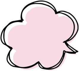 手書きの雲型吹き出し　背景ピンク　ベクター