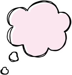 手書きのモクモク型吹き出し　背景ピンク　ベクター