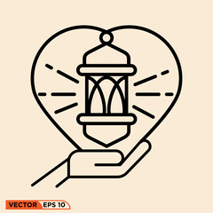 Ramadhan love icon design vector graphic of template, sign and symbol, line style 
