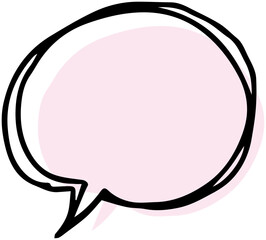 手書きの丸型吹き出し　背景ピンク　ベクター