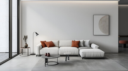 Interior of a modern living room in minimalistic style