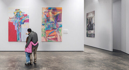 Visitors at an Art Exhibition of Contemporary Painting - 3D Visualization