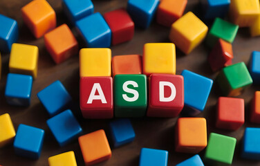 Abbreviation ASD on colorful cubes - obrazy, fototapety, plakaty