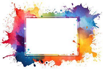 Fototapeta na wymiar Colorful Frame On White Background. Abstract. Multicolored. Watercolor isolated on a Transparent Background. Generative AI