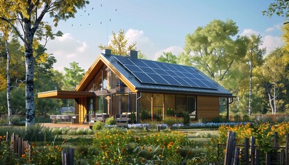 Solar-Powered Dream Home A Sustainable, Eco-Friendly Abode for Monthly Events and Trendy Living Generative AI