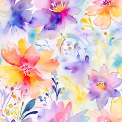 Botanical Bliss: Watercolor Wildflower Wonderland. Seamless wallpaper