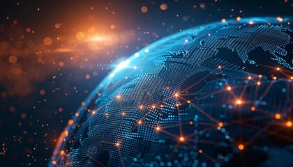 Fototapeta premium Glowing Earth A Visualization of the Digital World Generative AI