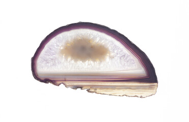 specimen of polished agate slice isolated on white background - 756229818