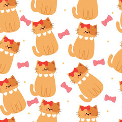 seamless pattern cartoon cats. cute animal wallpaper illustration for gift wrap paper