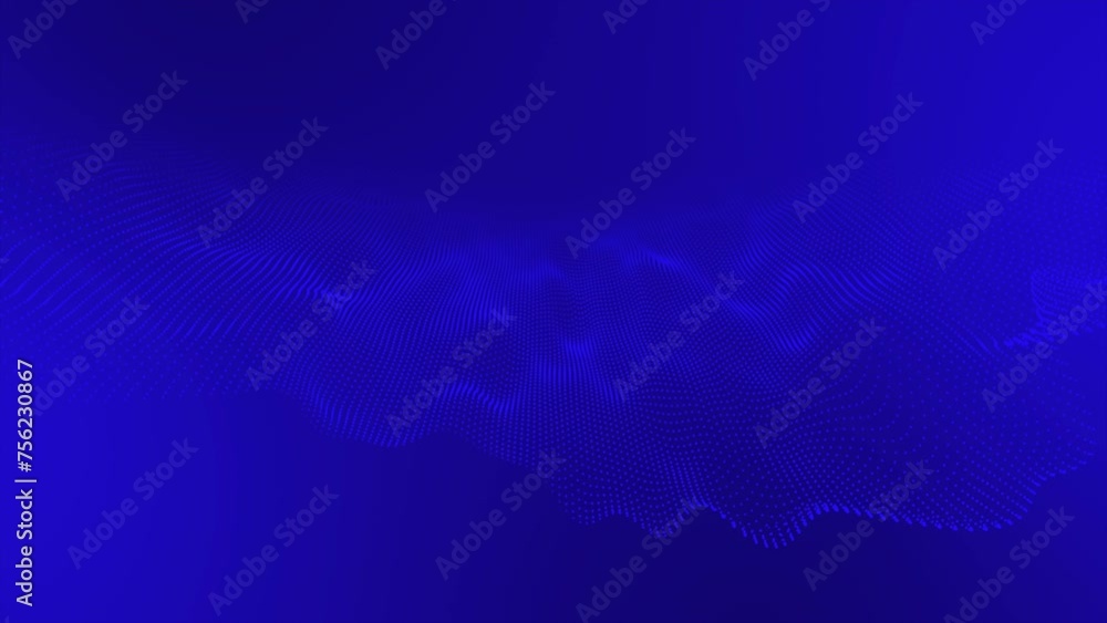 Poster blue color hi-tech circular dots forming wavy pattern technology prospective background