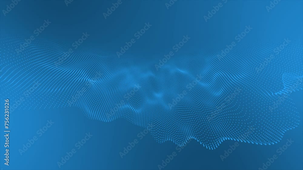 Poster royal blue color hi-tech circular dots forming wavy pattern technology prospective background