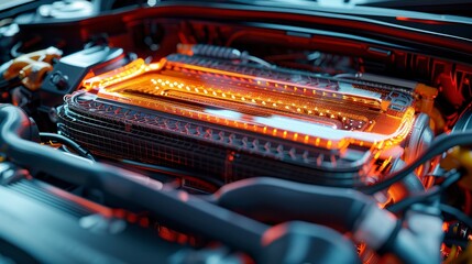 The spare automotive radiator part is essential for cooling down the engine, preventing overheating and releasing excess water as steam.