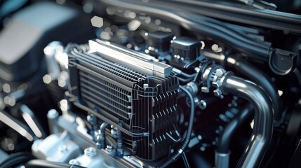 The spare automotive radiator part was essential for cooling the engine, as steam rose from the water inside, keeping the car running smoothly.