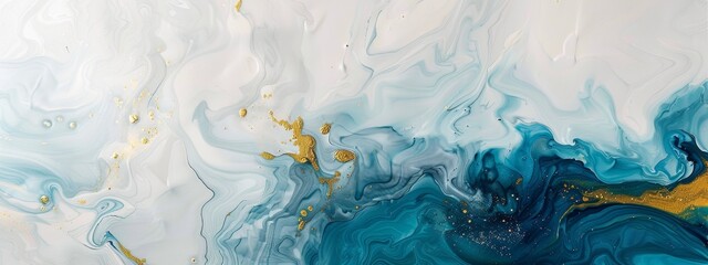 clean minimal abstract artwork, white, blue and gold, whitespace