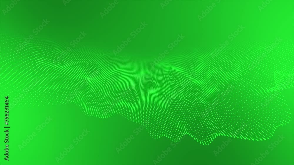 Aufkleber green color hi-tech circular dots forming wavy pattern technology prospective background
