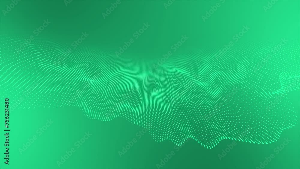Poster turquoise color hi-tech circular dots forming wavy pattern technology prospective background