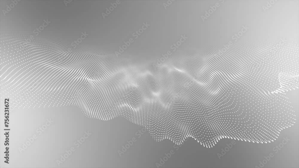 Poster white color hi-tech circular dots forming wavy pattern technology prospective background