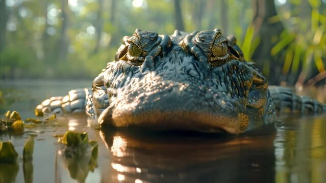 crocodile swimming Video 4K