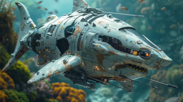 A biomimetic shark robot. The concept of modern technologies