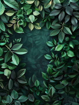 Fototapeta green spring leaves frame for floral background